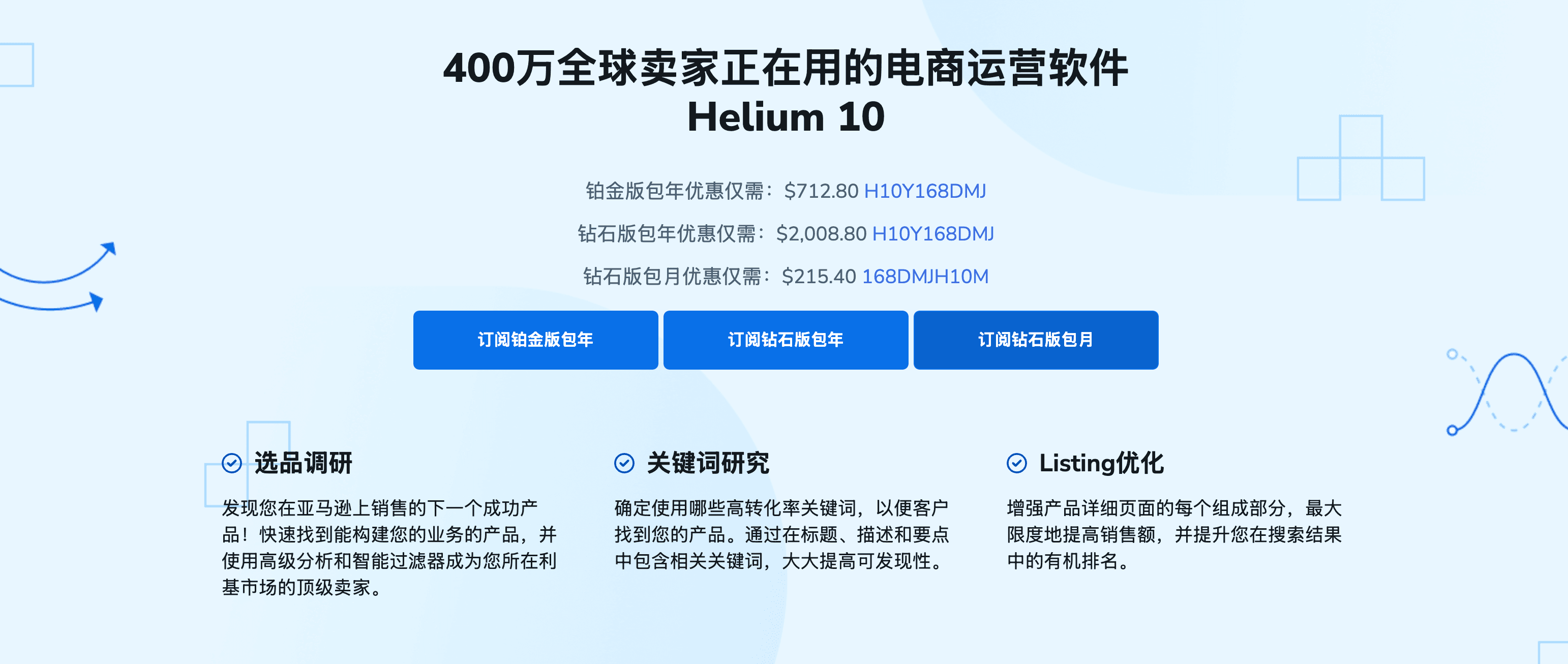 最新helium10优惠码2026,6折大促折扣码,最好的跨境电商亚马逊,tiktok,沃尔玛全能型选品运营软件插件