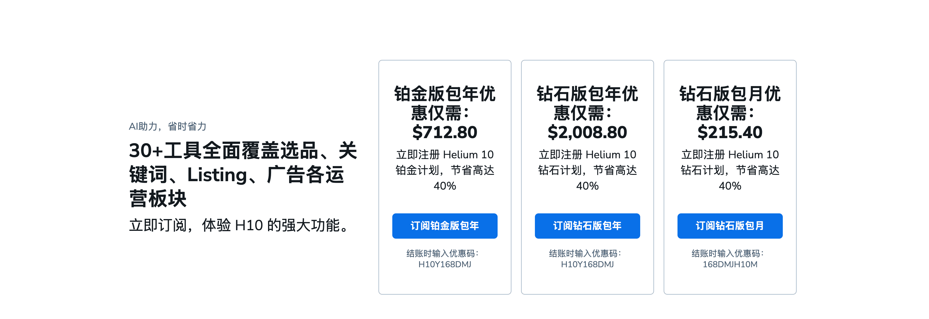 最新helium10优惠码2026,6折大促折扣码,最好的跨境电商亚马逊,tiktok,沃尔玛全能型选品运营软件插件