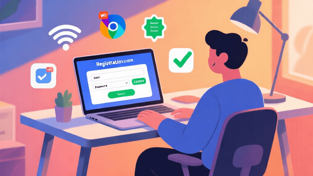Registration Form Laptop Wifi Browser Check
